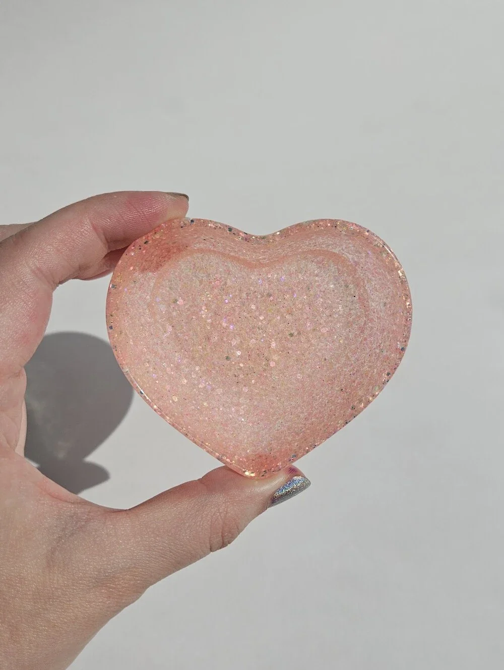 Handmade Pink Glitter Mini Heart Dish Princess Decor Girly Cute Tray Fairycore